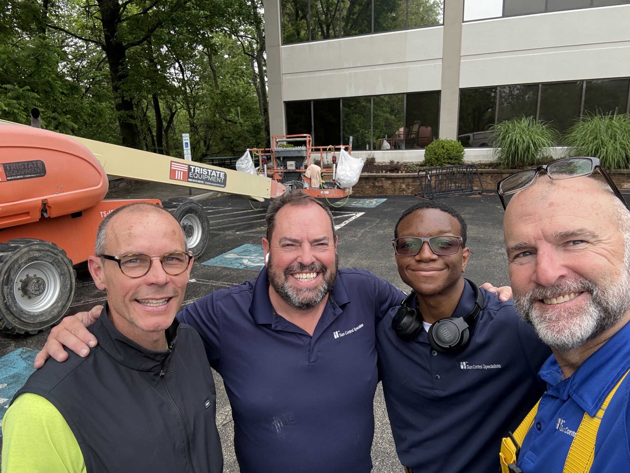 David Oetzel and the Sun Control Specialists team at a commercial window film installation